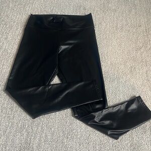 Stretchy Faux Leather High Waisted Sexy Black Leggings
